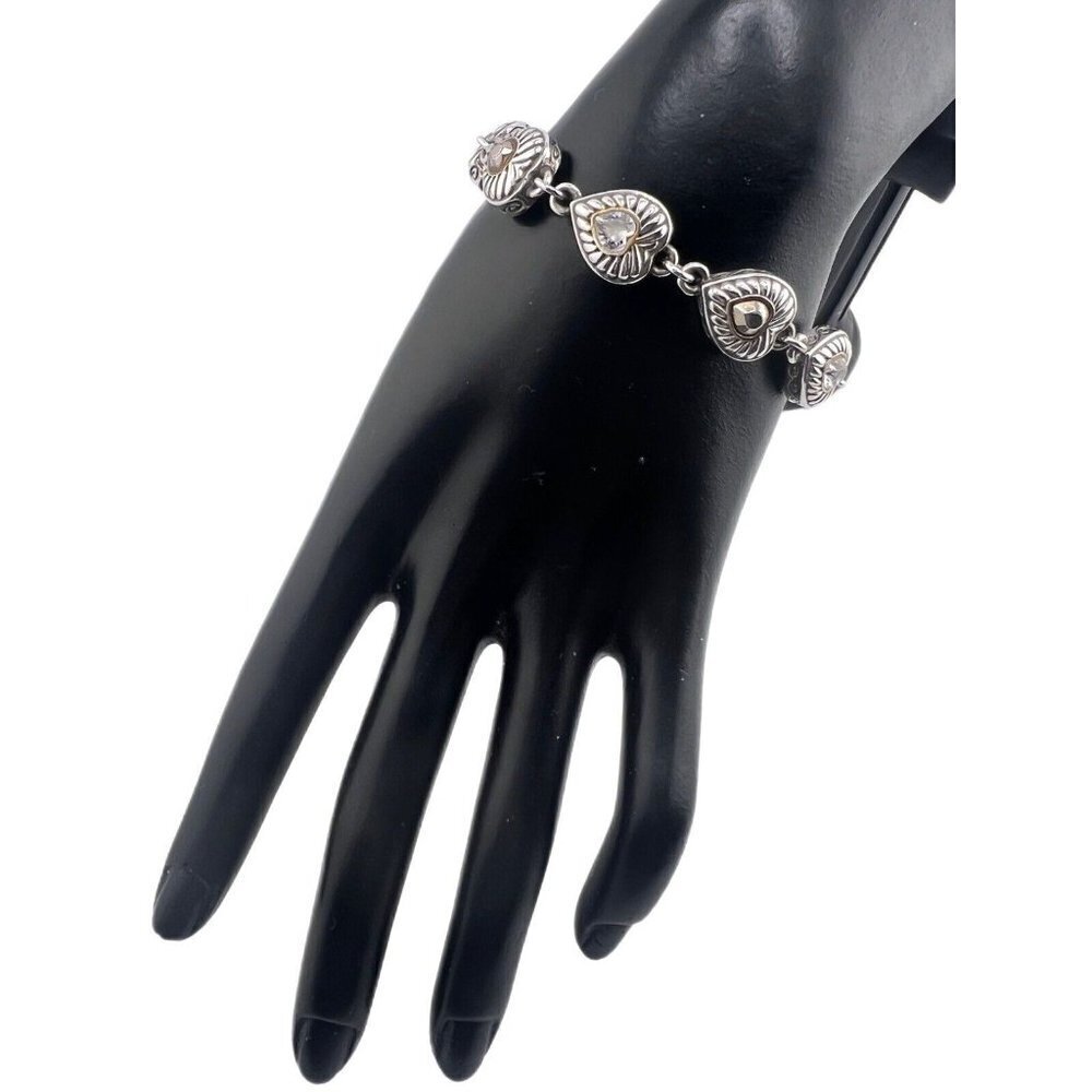 Brighton silver plated bracelet with crystals and hearts.